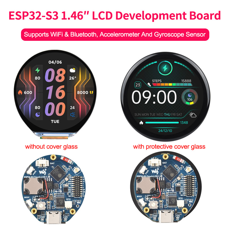 Dual Monitor Arm - 1.46 Inch Round Display ESP32-S3 412x412