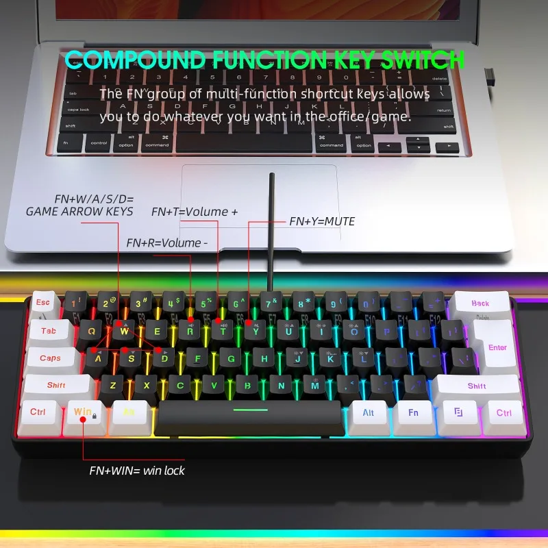 Keyboard and Mouse 60% Compute - Pc Gaming Kit review and price
